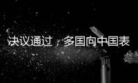 决议通过�	，多国向中国表达祝贺